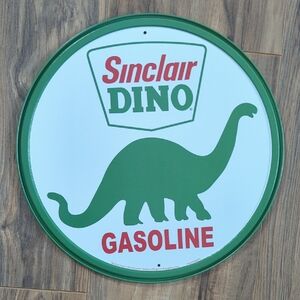 Vintage Metal Sinclair Dinosaur Sign - Authentic To Brand.